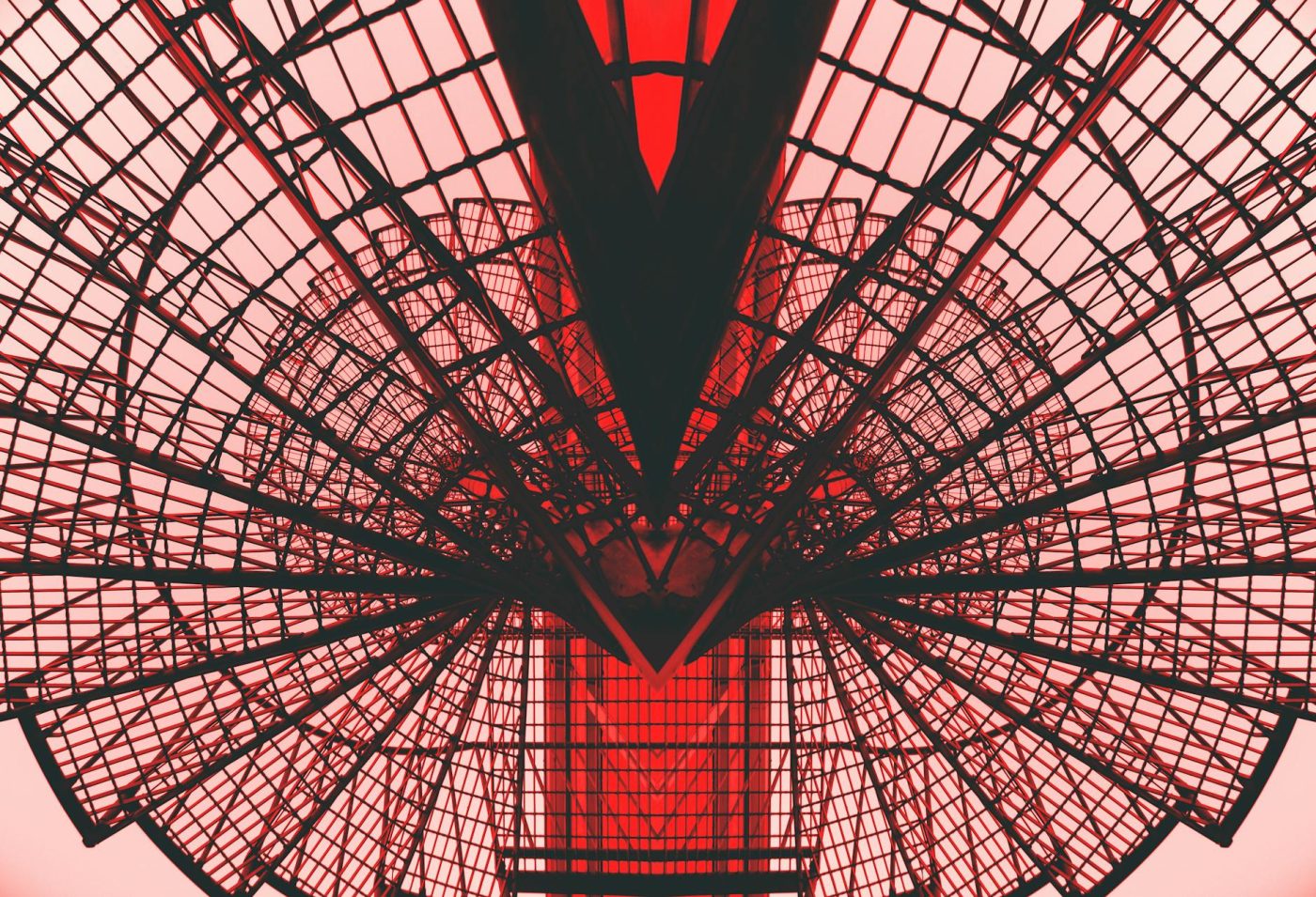 low angle photography of red metal tower