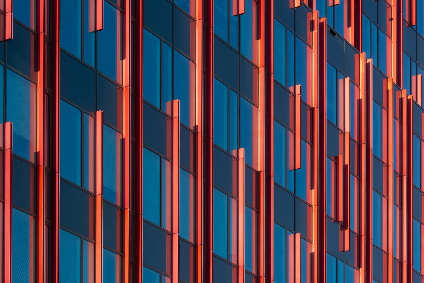 modern building facade with red accents